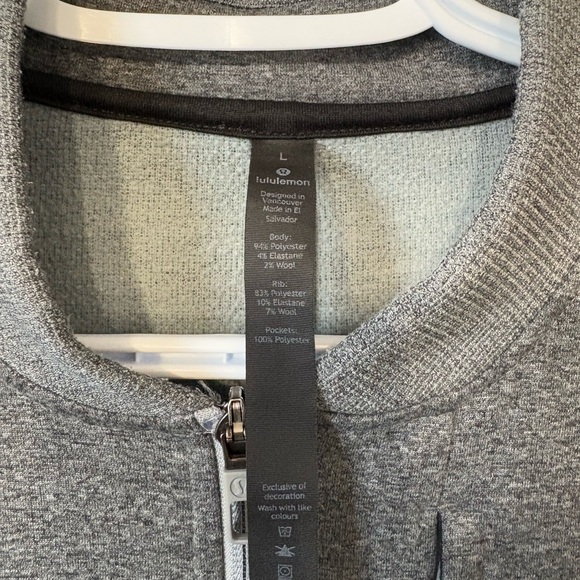 Men’s Lululemon zip up sweater in heather grey size L - Picture 3 of 5